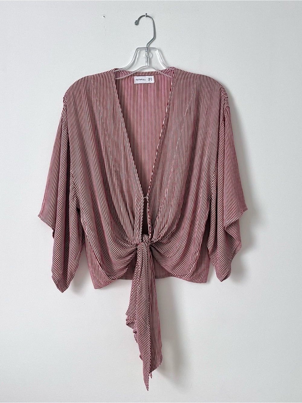 Faithfull The Brand Striped Red & White Kimono Top Size 4